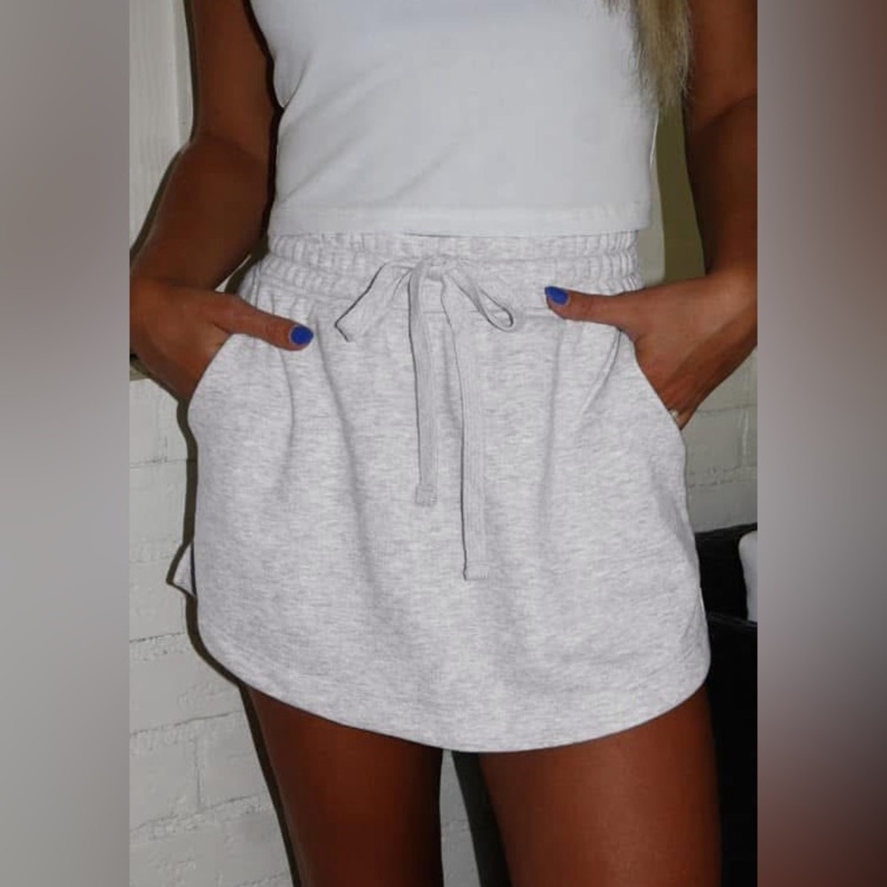 Gray Drawstring Mini Skort